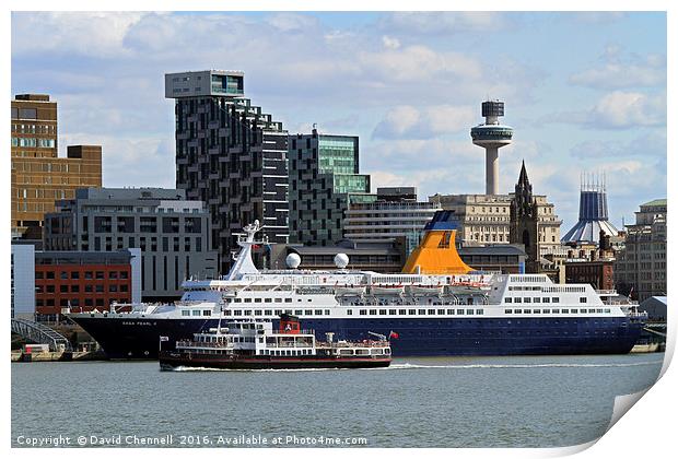 Saga Pearl 2 & Mersey Ferry Royal Iris Print by David Chennell