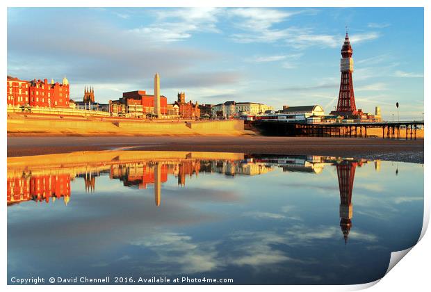 Blackpool Tower Reflection  Print by David Chennell