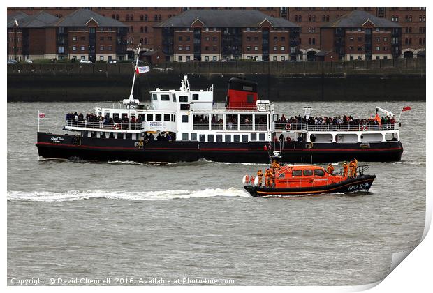 Royal Iris Mersey Ferry & Hoylake Lifeboat Print by David Chennell