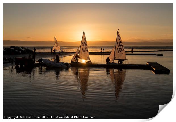 Serene Sundown Sailing Print by David Chennell
