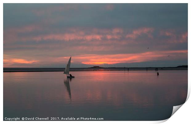 Fire Sky Sailing Print by David Chennell