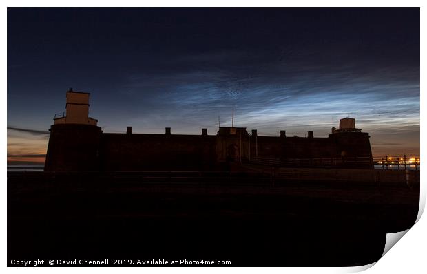 Fort Perch Rock Noctilucent Clouds Print by David Chennell