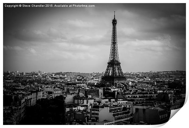 Eiffel Tower from the Roof of the Arc de Triomphe Print by Steve Chandler