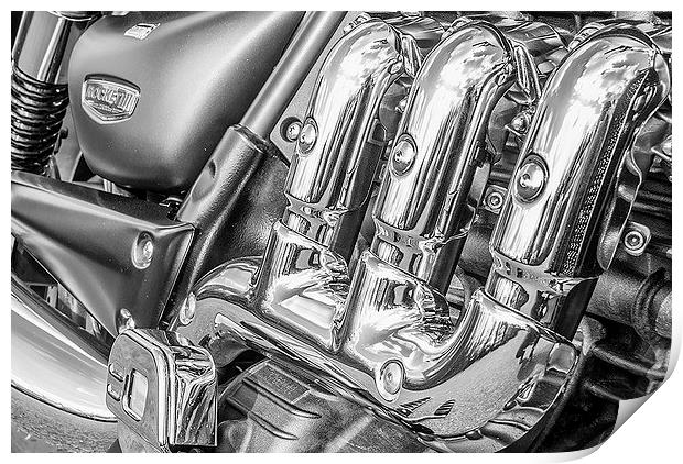   Triumph Rocket III motorbike in black and white Print by Amanda Sims
