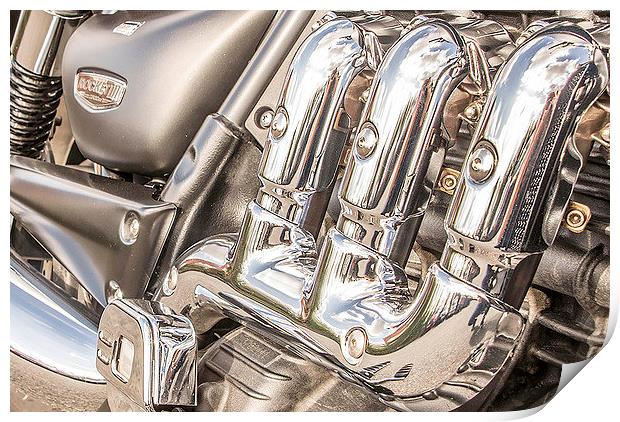   Triumph Rocket III motorbike in colour Print by Amanda Sims