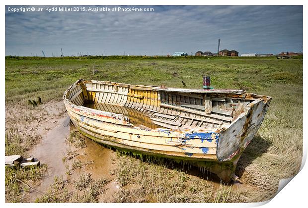  Abandoned Boats on the River Wyre Print by Ian Kydd Miller
