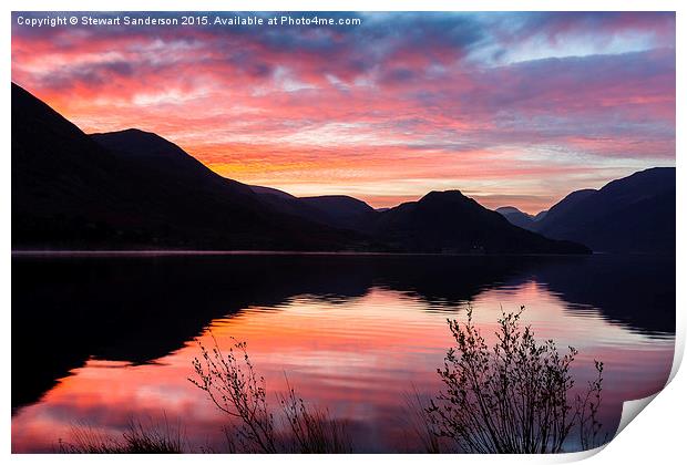  Crummock water at Dawn Print by Stewart Sanderson