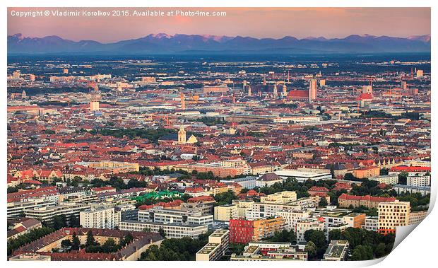  Sunset over Munich Print by Vladimir Korolkov