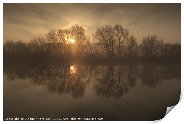 Morning on river Trent  Print by Vladimir Korolkov