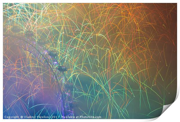 Fireworks Display in London 2017 Print by Vladimir Korolkov