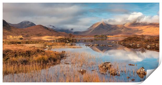 Rannoch Moor and the Black Mount at Sunrise Print by Miles Gray