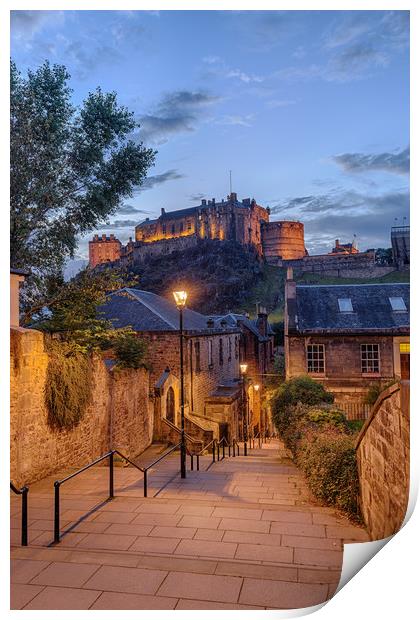 Edinburgh Castle at Twilight Print by Miles Gray