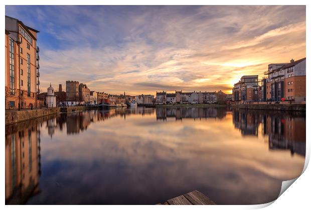 A winters Sunset at the Shore, Leith Print by Miles Gray