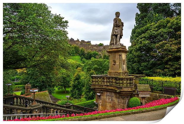The Castle from Princes Street Gardens Print by Miles Gray