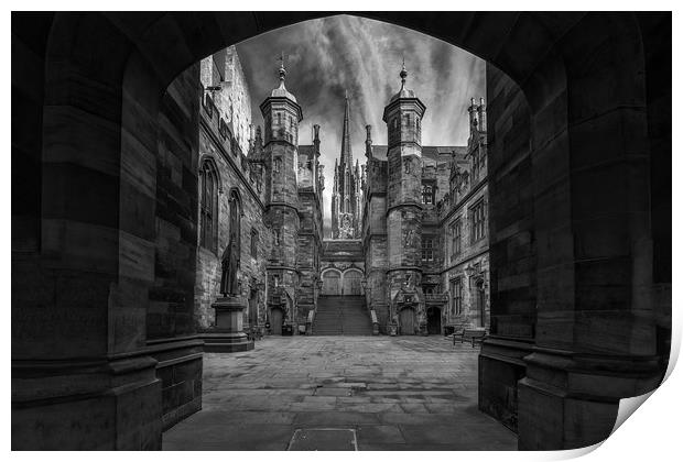 The New College courtyard, Edinburgh Print by Miles Gray