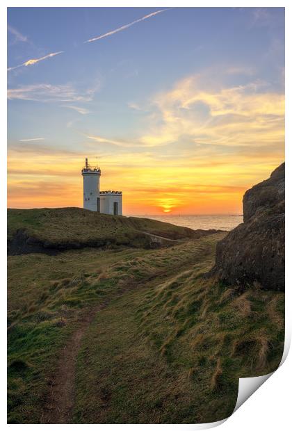 Elie Lighthouse at Sunset Print by Miles Gray