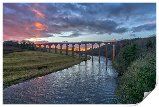 Sunset over the River Tweed Print by Miles Gray