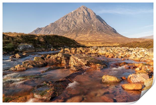 Buachaille Etive Mor from the River Coupall Print by Miles Gray