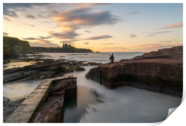 Sunset over Tantallon Castle Print by Miles Gray