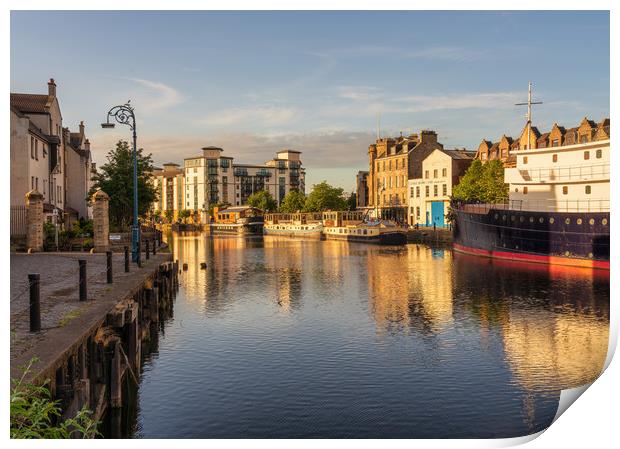 Golden hour at the Shore, Leith Print by Miles Gray