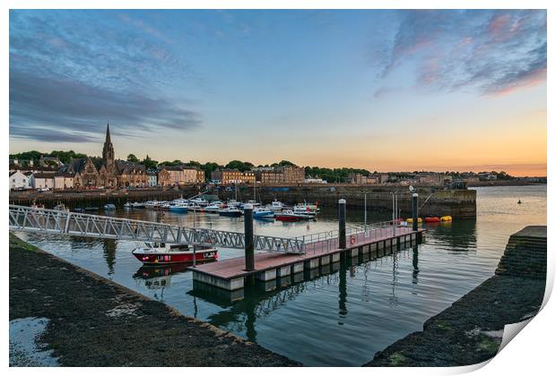 Blue hour at Newhaven Harbour Print by Miles Gray