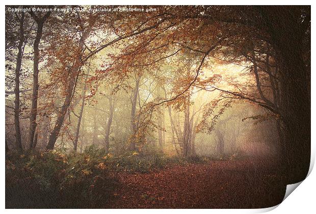  Mystical Autumn Woodland Print by Alyson Fennell