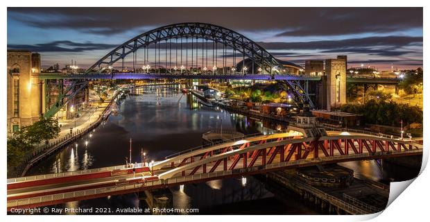 Bridges Across the River Tyne Print by Ray Pritchard