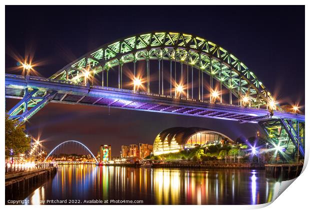 Sparkling Tyne Bridge: Newcastle's Night Jewel Print by Ray Pritchard
