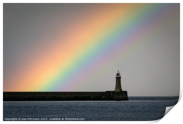 Tynemouth Pier Rainbow  Print by Ray Pritchard