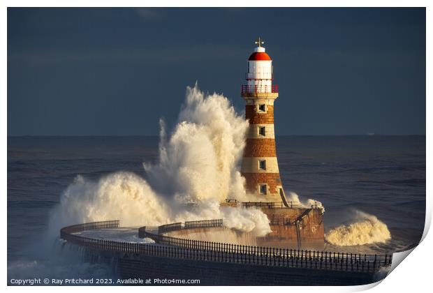 Storm Babet at Roker Print by Ray Pritchard