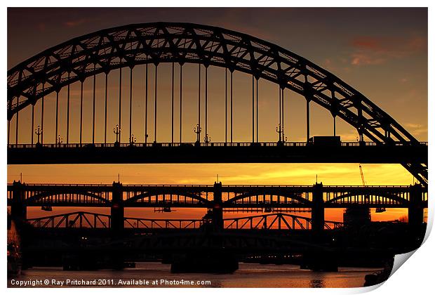 Tyne Bridge at Sunset Print by Ray Pritchard