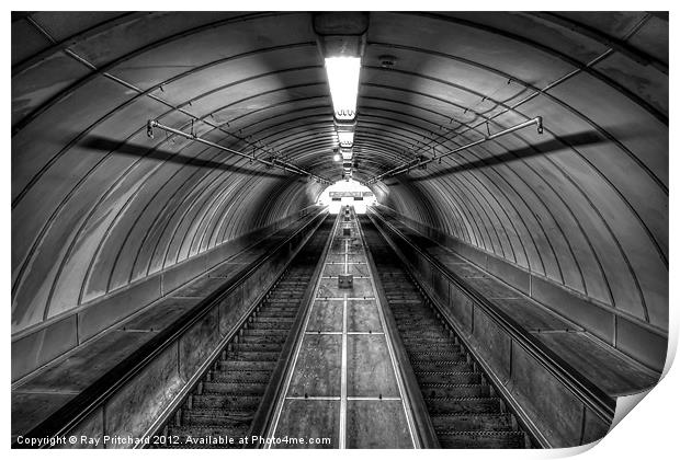 Pedestrian Tunnel Escalators Print by Ray Pritchard