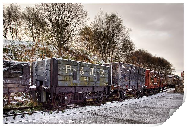 Old Train Wagons at Tanfield Railway Print by Ray Pritchard