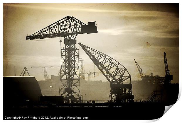 Cranes On the Tyne Print by Ray Pritchard