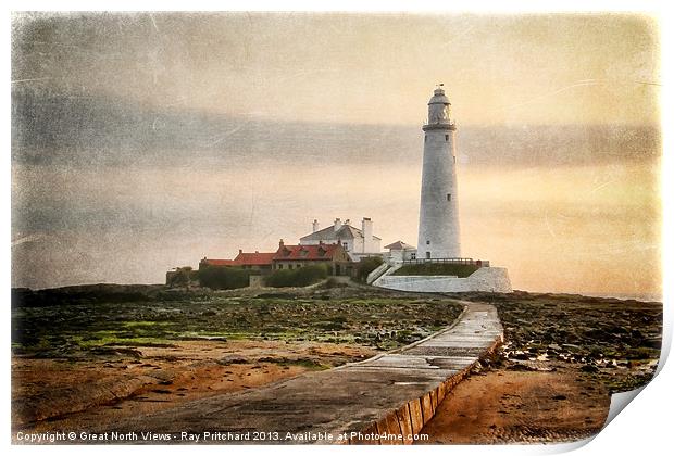St Marys Lighthouse (Textured) Print by Ray Pritchard