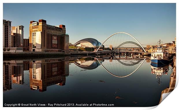 River Tyne Reflected Print by Ray Pritchard
