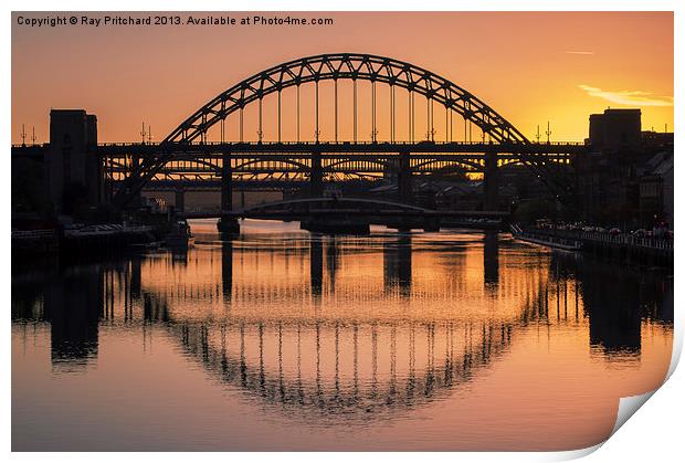 Tyne Bridge At Sunset Print by Ray Pritchard