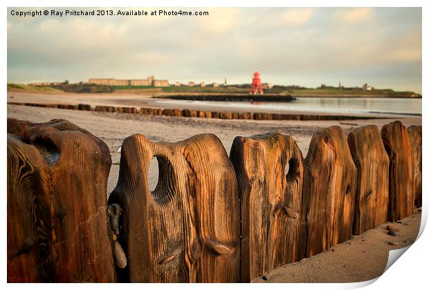 Old Wood Ramp at Little Haven Print by Ray Pritchard