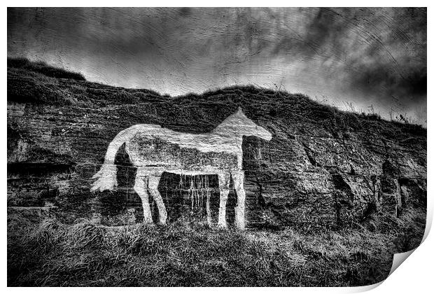 Grungy White Horse Print by Ray Pritchard