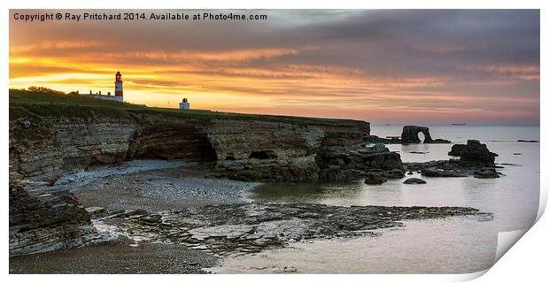 Souter Lighthouse Lit Up Print by Ray Pritchard