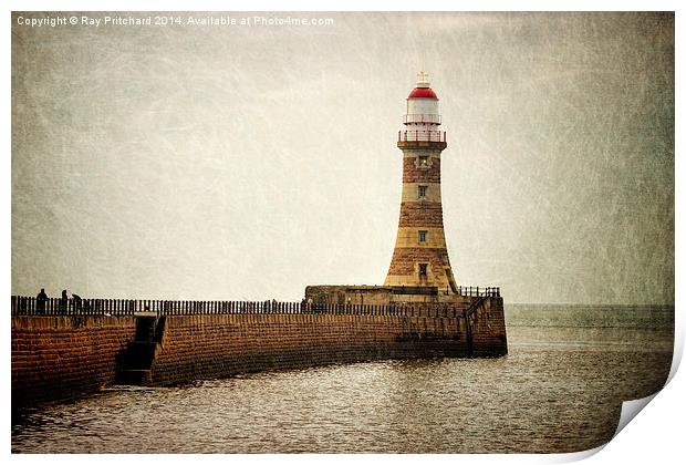 Textured Roker Lighthouse Print by Ray Pritchard