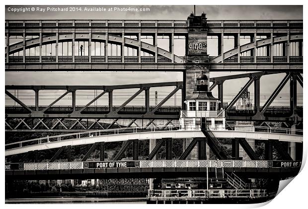 Bridges Across the Tyne Print by Ray Pritchard