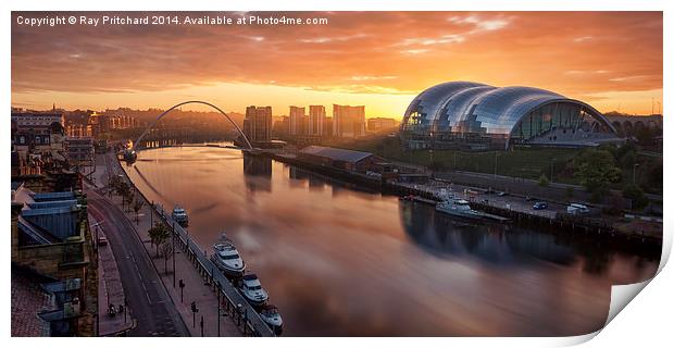  Sunrise Over The Tyne Print by Ray Pritchard