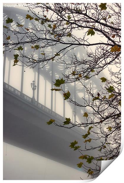  Tyne Bridge and Autumn Leaves Print by Ray Pritchard