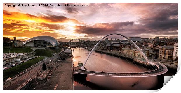  Panorama of Gateshead and Newcastle Print by Ray Pritchard