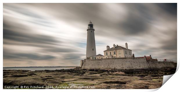 Long Exposure St Marys Lighthouse Print by Ray Pritchard