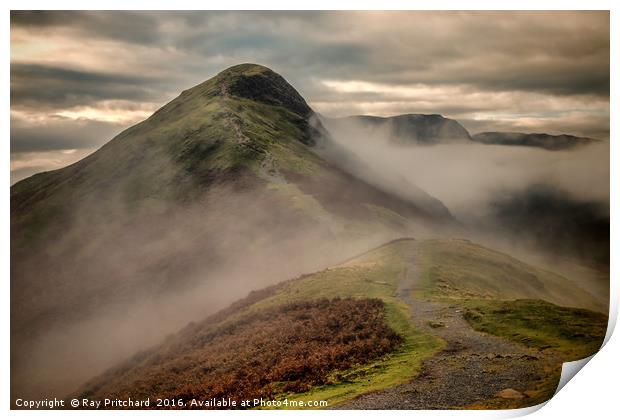 Catbells in the Clouds Print by Ray Pritchard