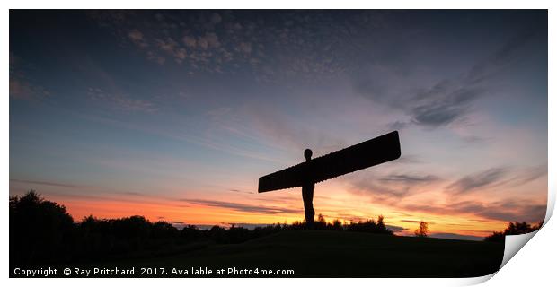 Angel of the North at Sunset Print by Ray Pritchard