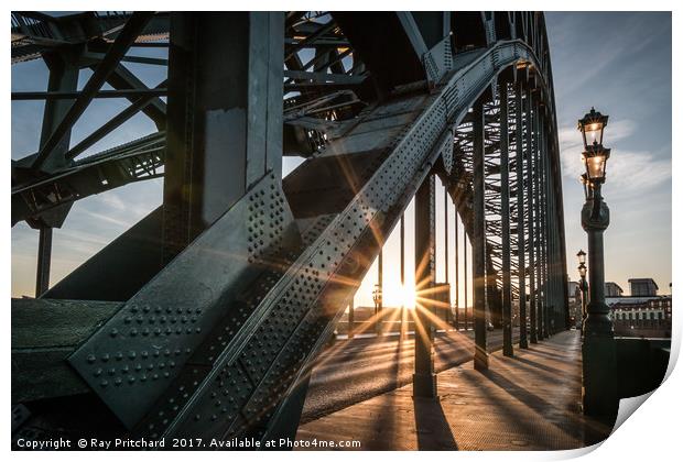 Sun Through the Tyne Bridge Print by Ray Pritchard