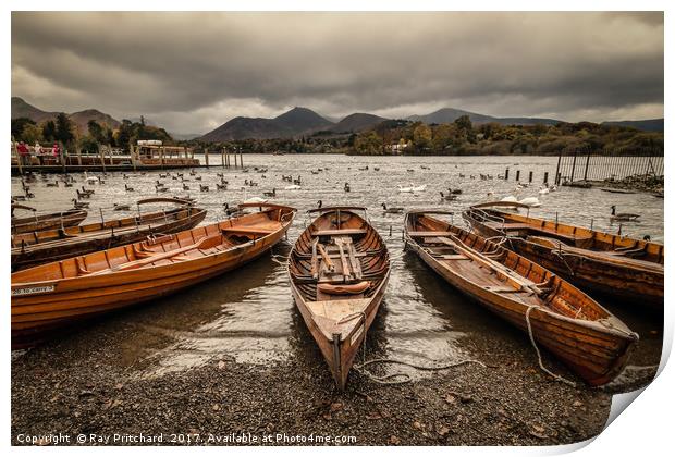 Derwent Water Boats Print by Ray Pritchard